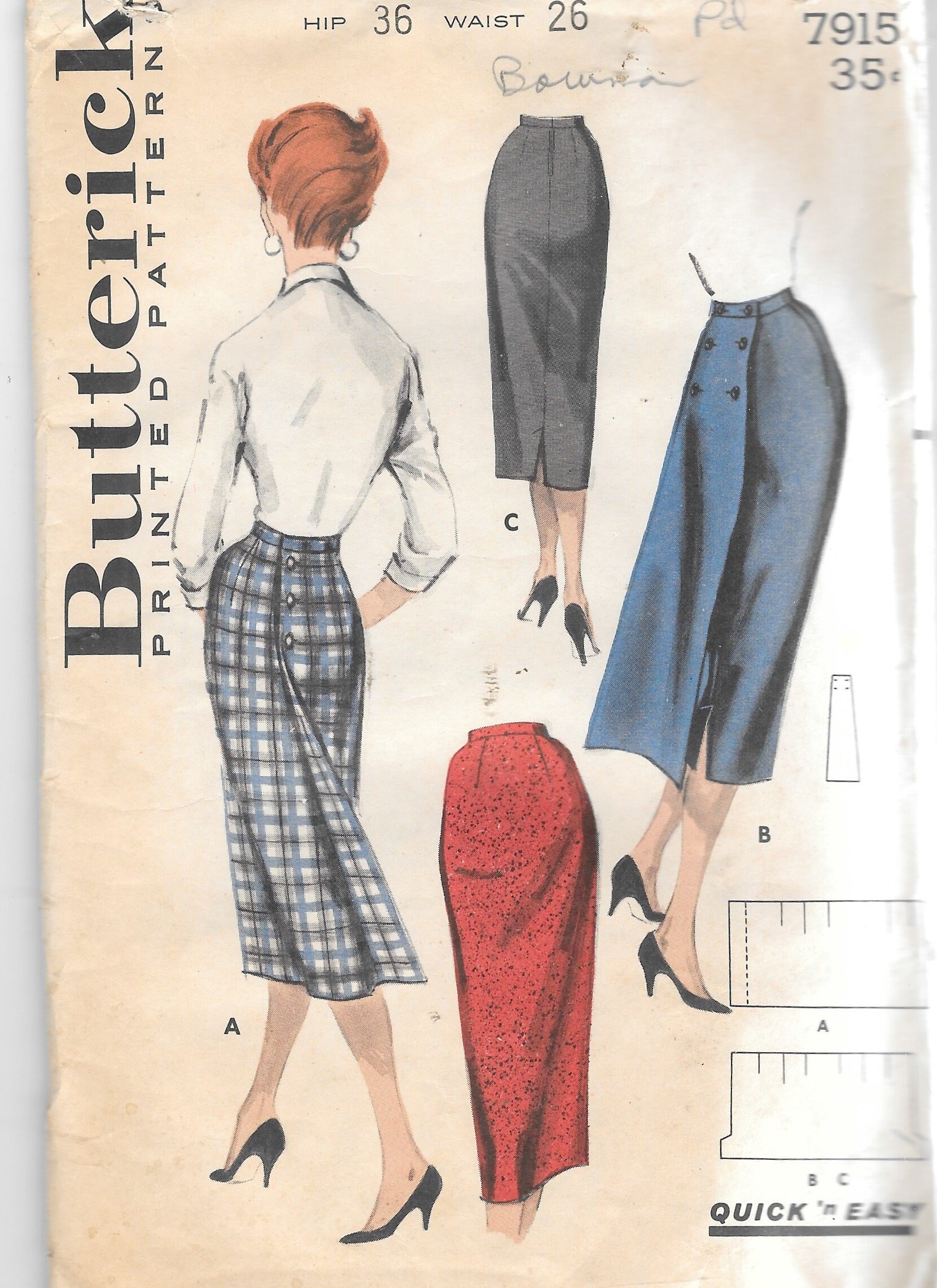 Butterick 7915 Sewing Pattern Misses Wiggle Slim Mock Wrap