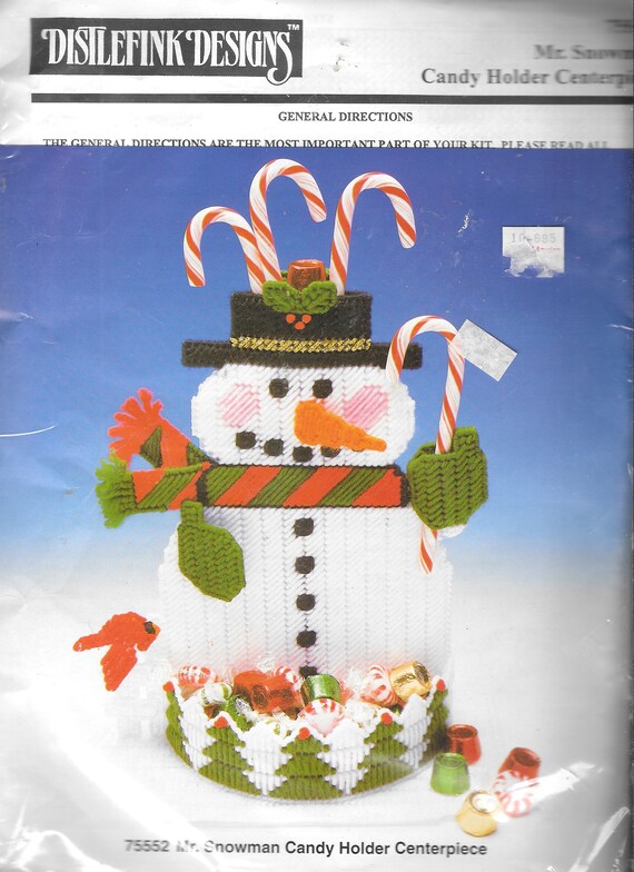 Snowman Ornament Plastic Canvas Kit - 4X3 14 Count