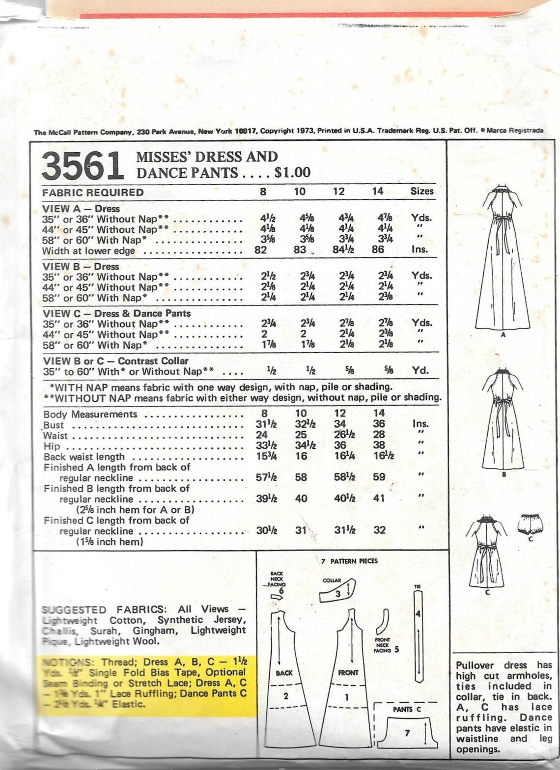 Mccall's 3561 Vintage 1970s Sewing Pattern Halter Mini Maxi Dress Dance ...