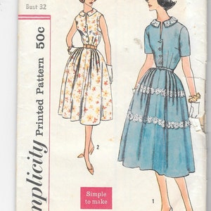 Vintage 1950s Shirtwaist One Piece Dress Sewing Pattern Size Etsy