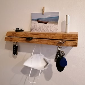 Fritz key board with key magnets, solid oak natural tree edge, magnetic key storage, modern key box