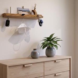 Fritz key rack with key magnets, solid oak natural wood live edge, magnetic key storage, modern key box