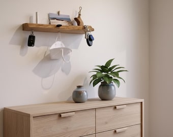 Fritz key rack with key magnets, solid oak natural wood live edge, magnetic key storage, modern key box