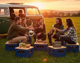Aufsatz Getränkekiste Echtholz | Sitzauflage für Bierkasten | Holz Hocker | handgefertigt, robust & natürlich | Camping, Garten in Fichte