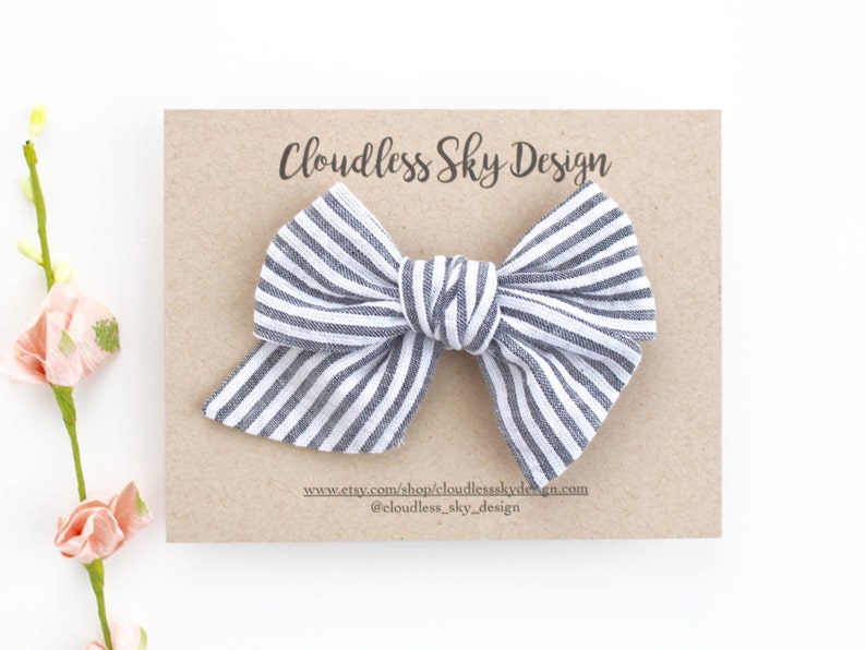 Striped Bow Girls Hair Bow Hair Bows Oversize Bow Etsy