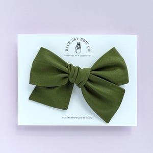 Large Olive Green Hair Bow for Girls | Handmade Fabric Hair Clip | Fall Bow | Toddler Bow | Big School Bow | Gift for Girls