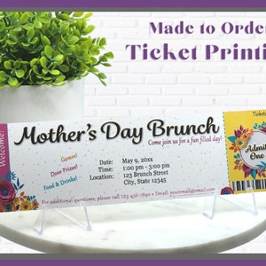 Muttertags-Brunch-Ticket-Einladung mit Frühlingsfarben / Sommerblumen