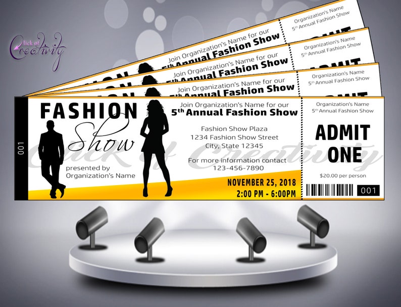 Fashion Show Ticket Invitation with Numbering and Perforation Etsy