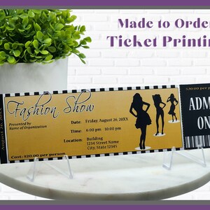 Fashion Show Ticket Einladung; Black and Gold Fashion Show Ticket Einladung; Fashion Show Raffle Tickets; Modenschau Spendenaktion Einladung