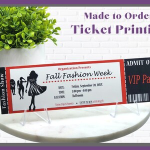 Fashion Show Ticket-Einladung; Rot und Schwarz Fashion Show Ticket Einladung; VIP-Modenschau-Eintrittskarten; Fashion Show Fundraiser einladen