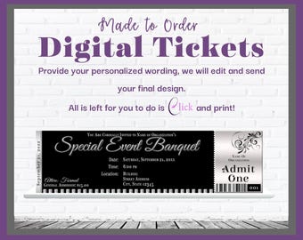 Silver and Black Event Ticket Invitation; Annual Banquet Invitation; Gray and Black Party Ticket Invitation; Black Formal Invitation