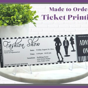 Fashion Show Black and White Event Einladung / Tombola Ticket mit männlichen und weiblichen Models