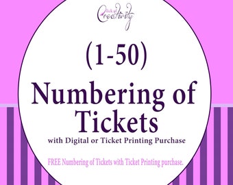Sequential Numbering of Tickets Add-On for Raffle Drawings, Enter to Win Contests and Fundraisers (1-50)
