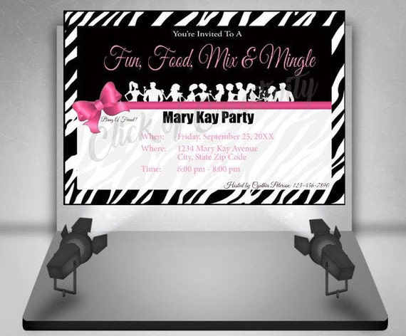 Mary Kay Pink Zebra Party Invitation Mix And Mingle Etsy