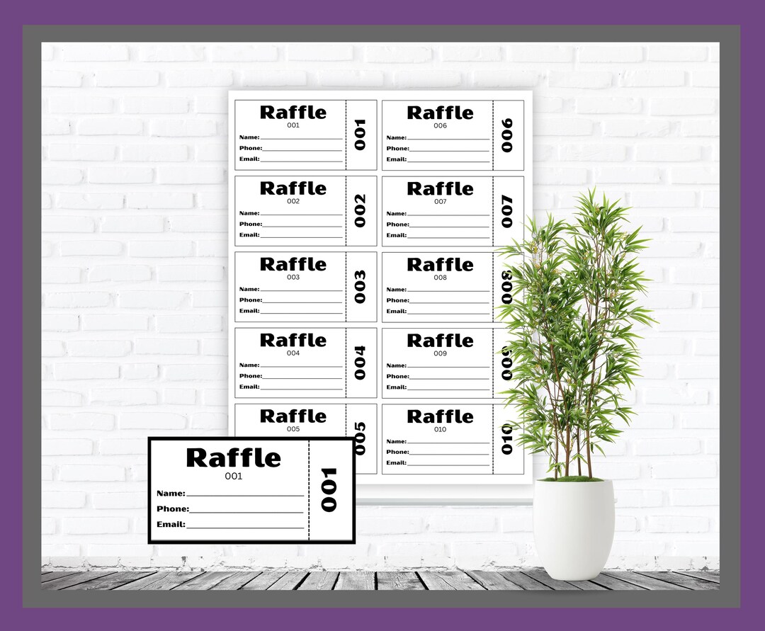 Physical Raffle Draw Numbers Sequential Numbering of Tickets for Raffle Drawings, Enter to Win ...