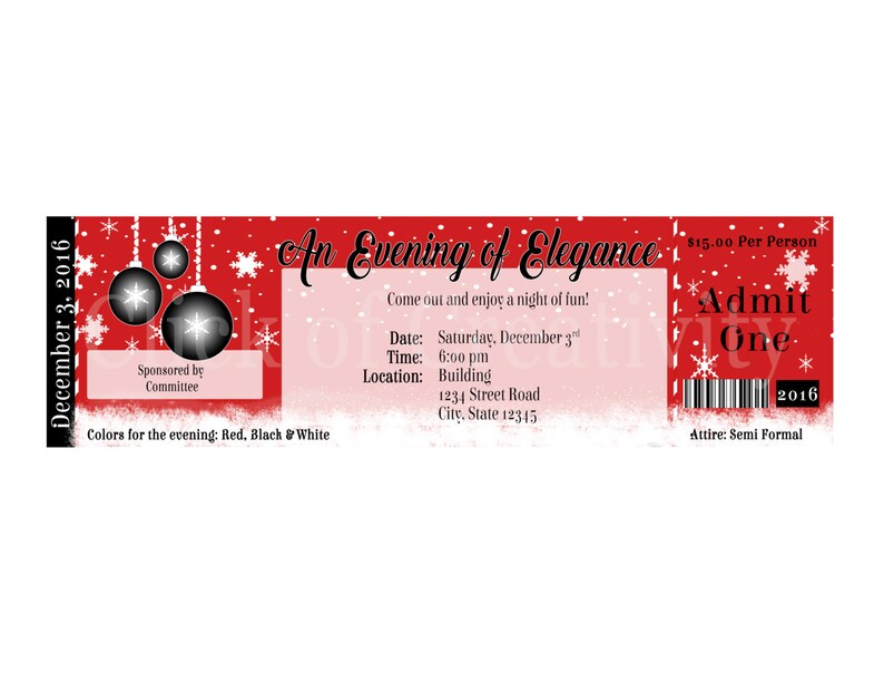 Winter Wonderland Ticket Invitation Banquet Ticket Holiday Etsy