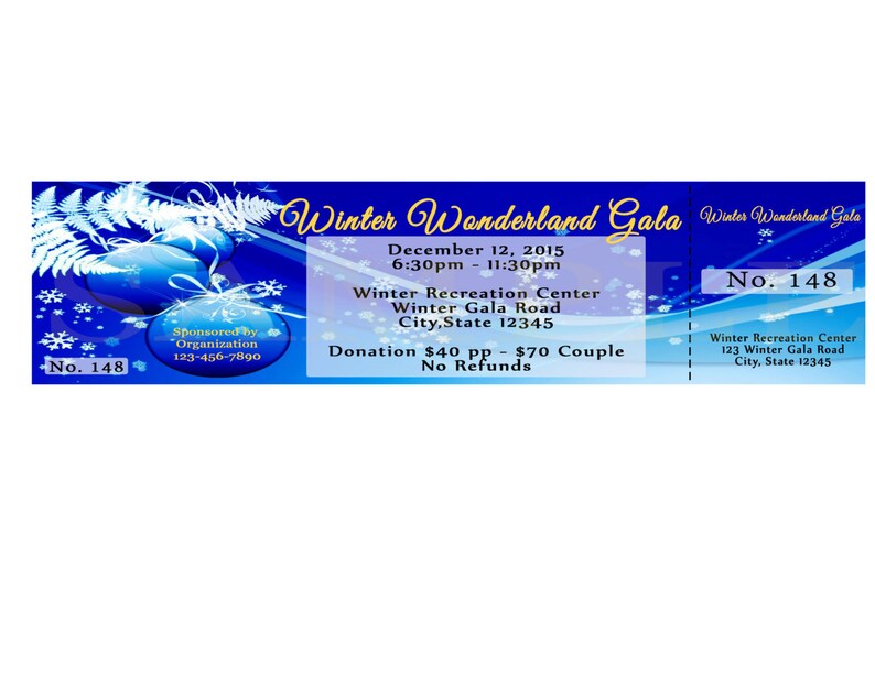 Winter Wonderland Ticket Invitation Banquet Ticket Holiday Etsy