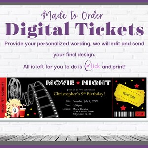 Hollywood Movie Night / Premiere Ticket Themed Invitation