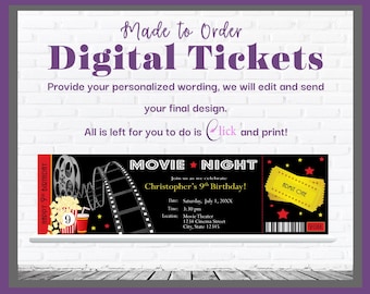 Hollywood Movie Night / Premiere Ticket Themed Invitation