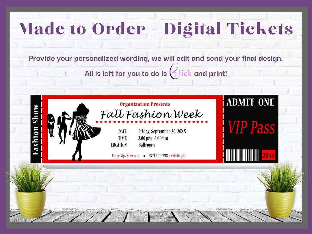 Fashion Show Ticket Invitation Red and Black Fashion Show Ticket