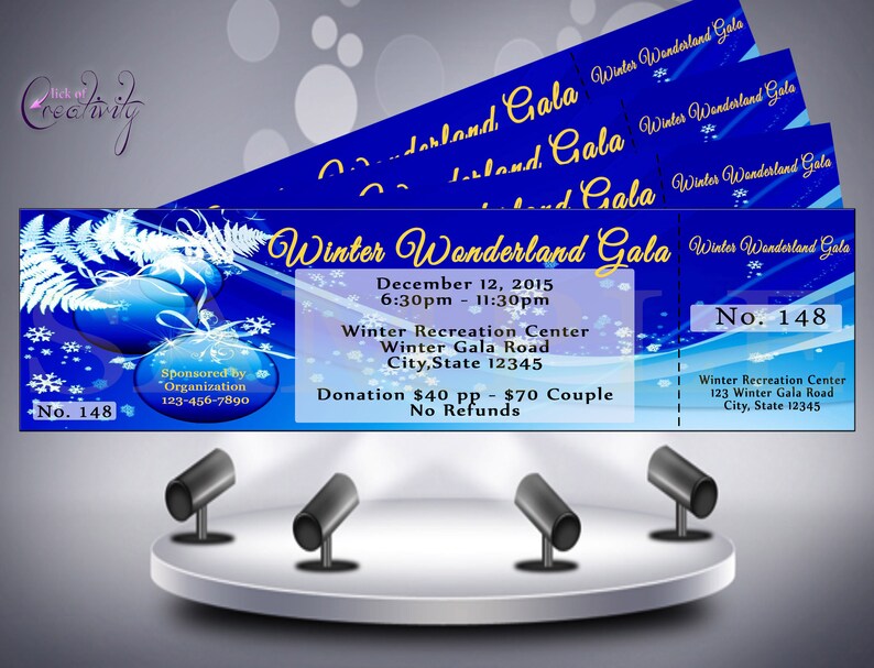 Winter Wonderland Ticket Invitation Banquet Ticket Holiday Etsy