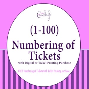 Sequential Numbering of Tickets Add-On for Raffle Drawings, Enter to Win Contests and Fundraisers (1-100)