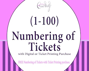 Sequential Numbering of Tickets Add-On for Raffle Drawings, Enter to Win Contests and Fundraisers (1-100)