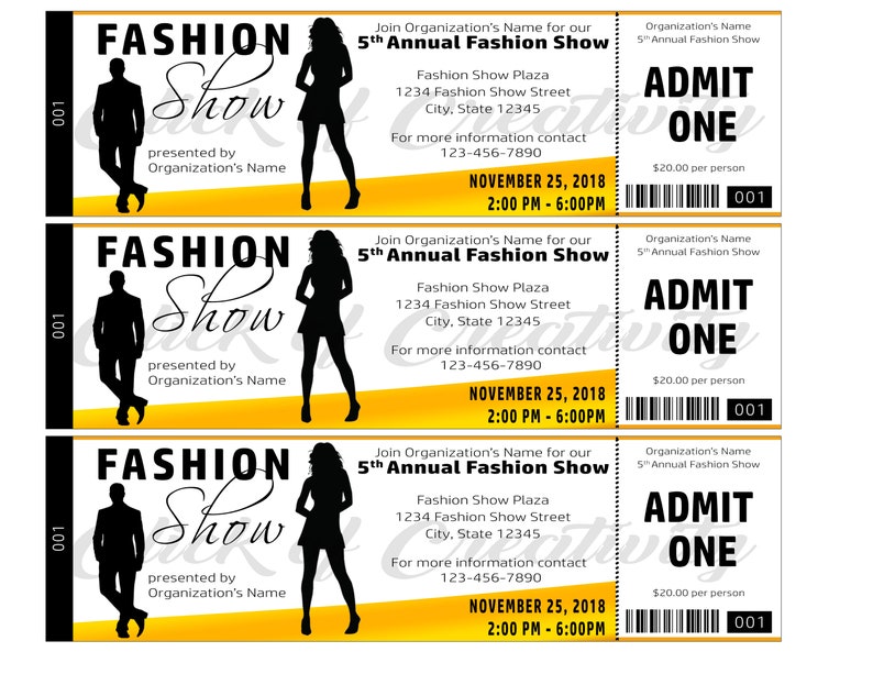 Fashion Show Ticket Invitation with Numbering and Perforation Etsy