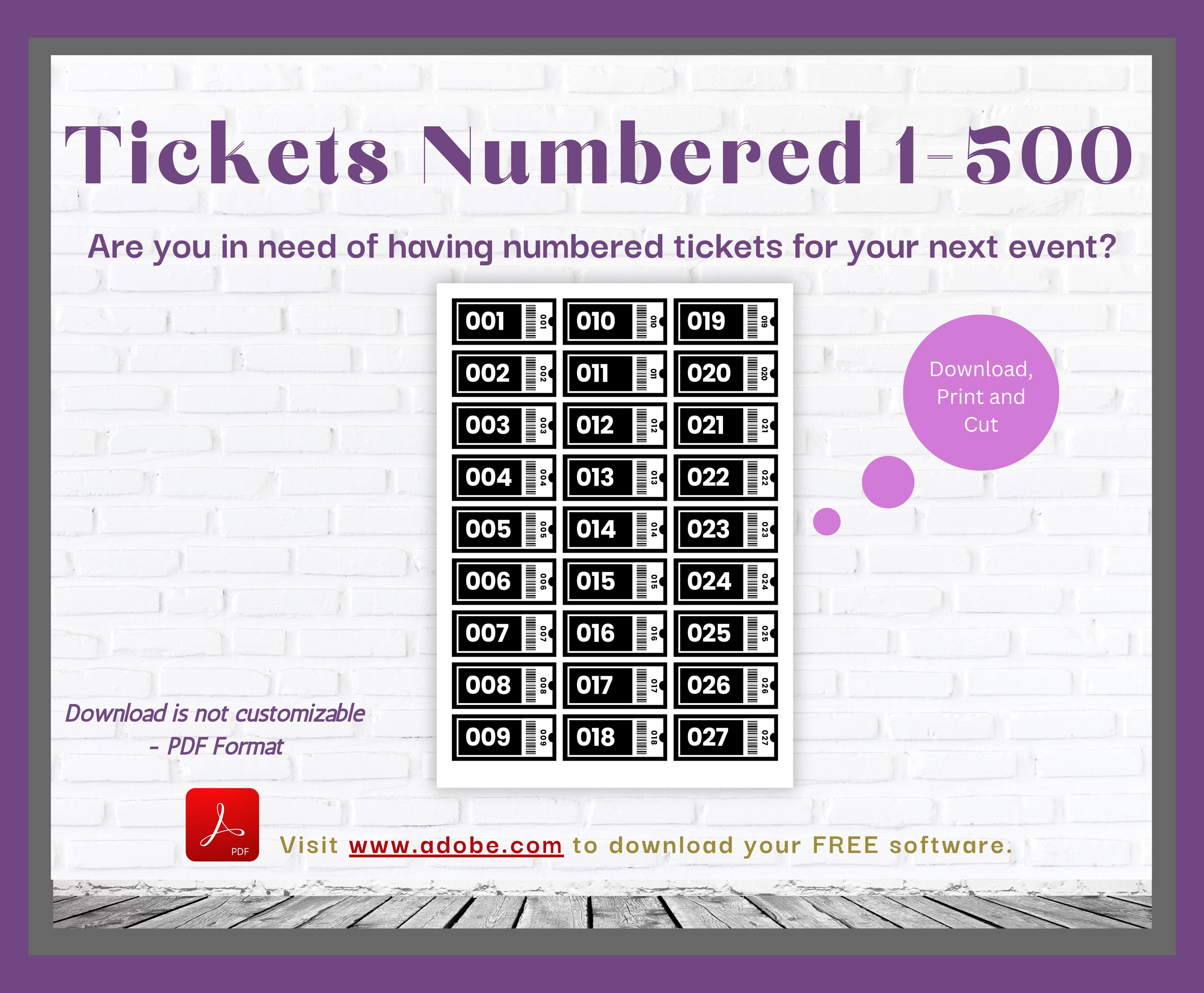 Sequential Numbered Tickets for Raffle Drawings, Enter to Win Contests ...