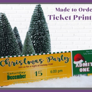 Invitación a la fiesta de Navidad; Boleto para banquetes; Invitación a boletos de vacaciones; Invitación a la fiesta de Navidad; Boleto de Navidad verde y dorado