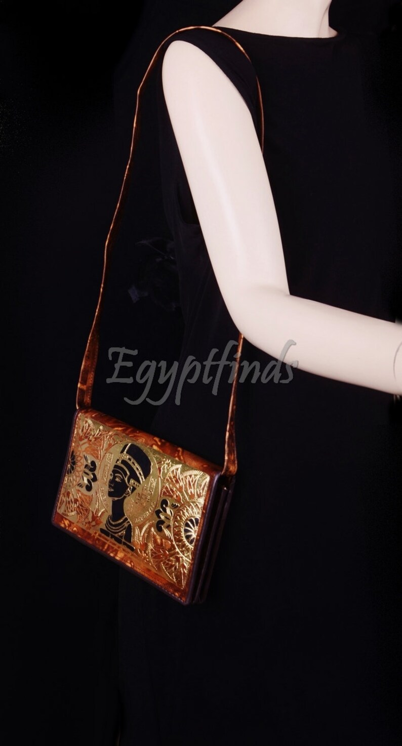 Egyptian King Ramses Hunting Scene Genuine Leather Purse Bag Etsy