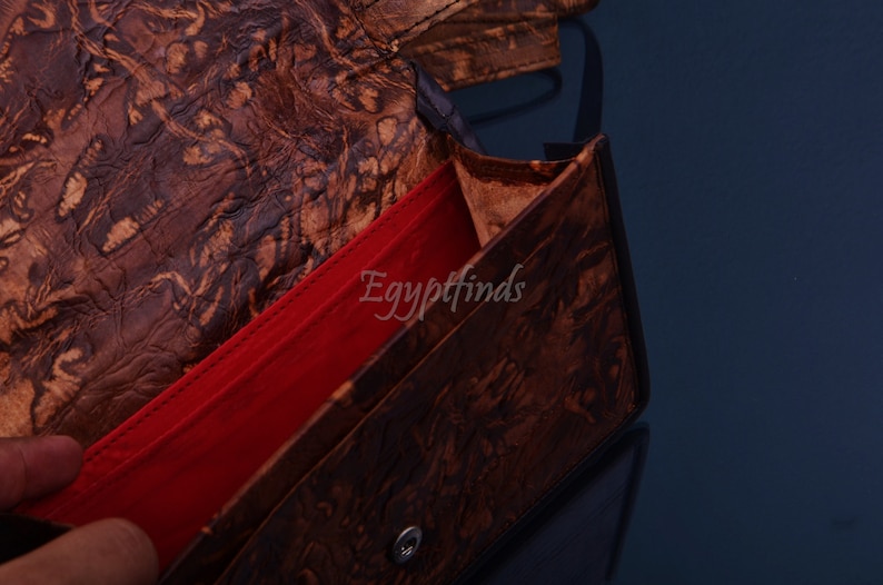 Egyptian King Ramses Hunting Scene Genuine Leather Purse Bag Etsy