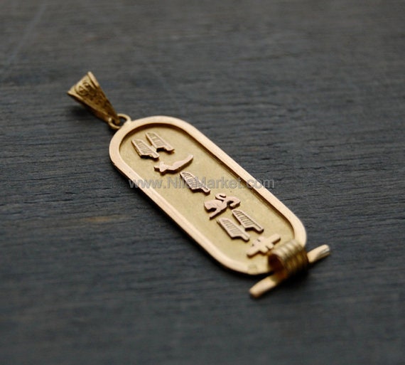 Egyptian Handmade Personalized Customized 18K Gold Cartouche Up To 8 Letters