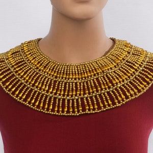 Huge Ancient Egyptian Golden Beaded Cleopatra Necklace Collar