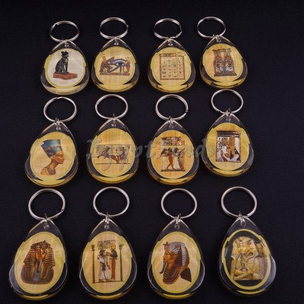 Wholesale Group of 12 Egyptian Commemorative KeyChain Keyring-Ramses Keychain-Eye Of Horus Keychain -  Nekhbat Keyring- Eye Of Horus Keyring