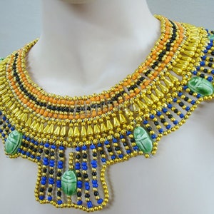 Large Egyptian Scarab Queen Cleopatra Necklace Collar  scarab Collar Egyptian Jewelry beaded Collar Khepri Necklace Khepri