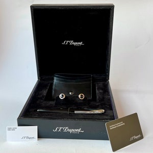 ST Dupont PALLADIUM BLACK Ballpoint And cufflinks & Wallet Cards Holder Set