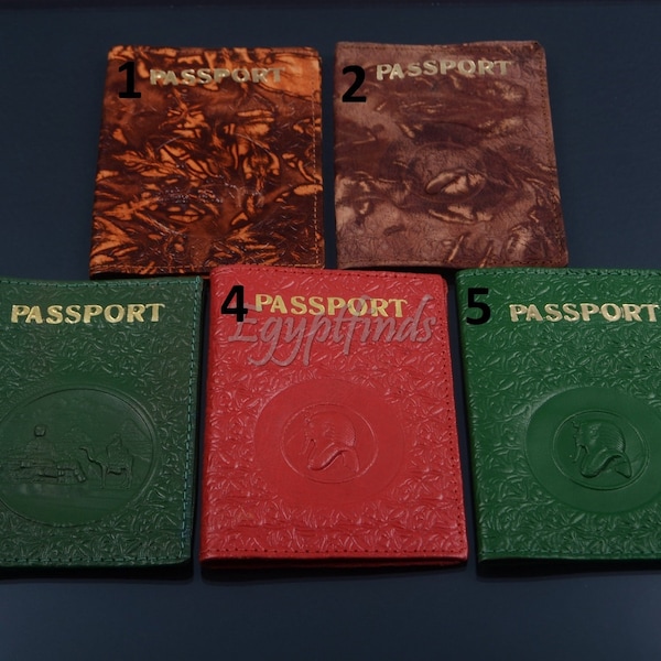 Egyptian Genuine Leather Tut Passport Wallet Holder Protector