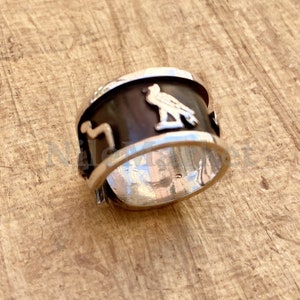 Egyptian Personalized Sterling Silver Cartouche Ring ,Your Name Handcrafted in Hieroglyphic Or English Or Arabic
