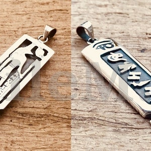 Egyptian Personalized Name Sterling Silver Anubis Cartouche Pendant, WORLD WIDE Express Shipping