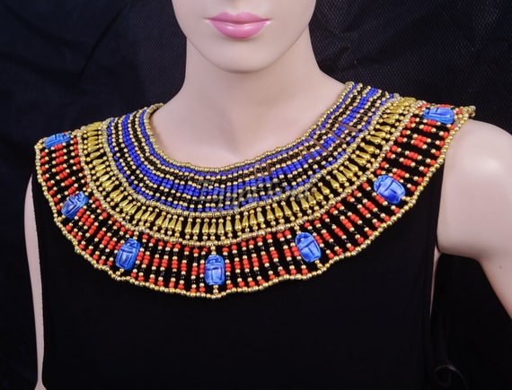 Egypt HandMade Multi Beaded Queen Cleopatra Scarab Necklace Collar Christmas 234 