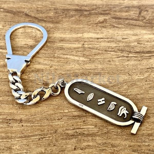 Egyptian Personalized Nameplate Solid Silver Cartouche Key Chain keyring , WORLD WIDE Express Shipping,