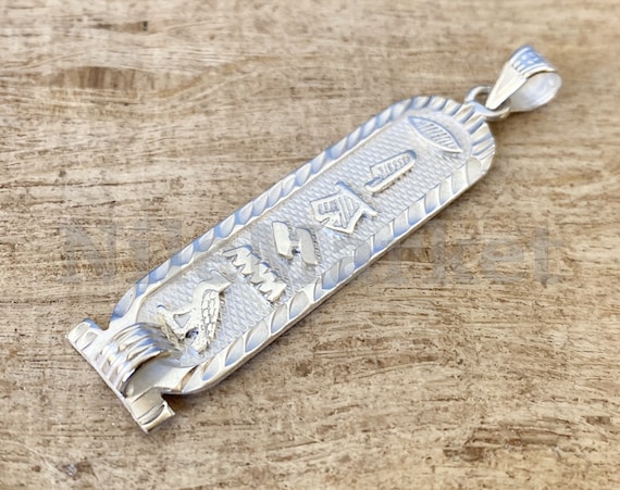 Egyptian Laser Cut Personalized Sterling Silver Cartouche Pendant