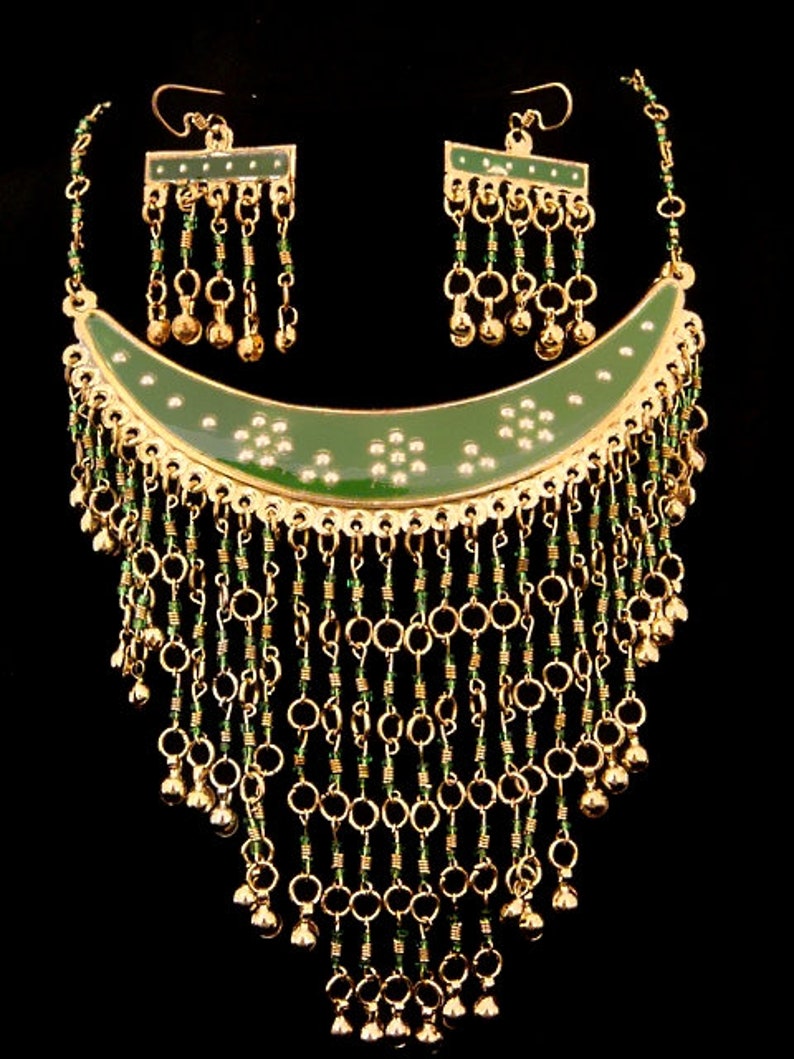 Unique Egyptian Half Moon Belly dance Tribal necklace /& earrings