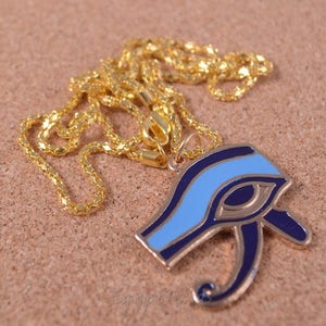 Egyptian Hand Made Brass Enameled Eye Of Horus Necklace