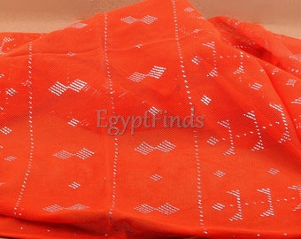 Egyptian Assiut Assuit Tulle Orange Wide Shawl Wrap Veil ~World Wide Express shipping