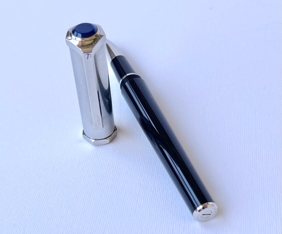 RARE Cartier Santos dumont Brushed Metal Cap Black Precious Resin Composite Roller Ball Pen SALE Etsy Canada