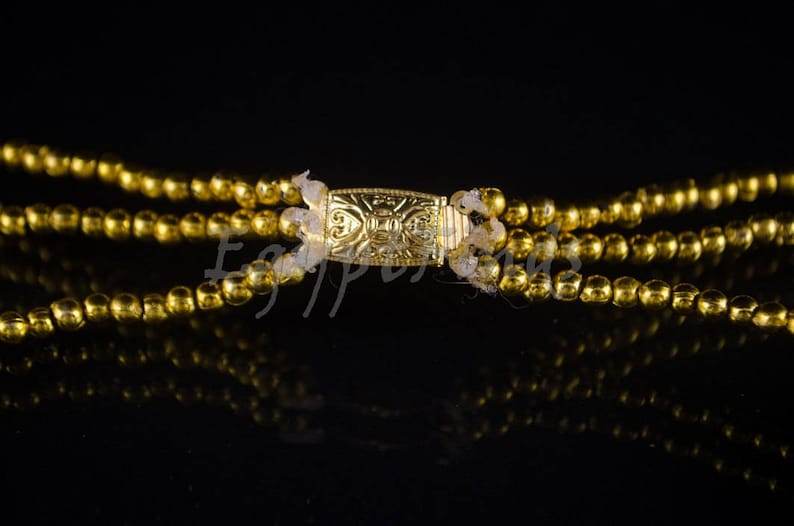Large Egyptian Beaded Cleopatra Necklace Collar With 9 Scarabs