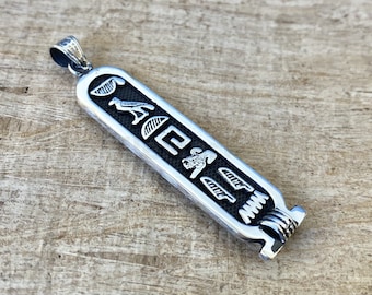 Sterling silver Customized Personalized Cartouche Pendant Your Name Converted into Ancient Egyptian HieroglyphicIn or Arabic Or English