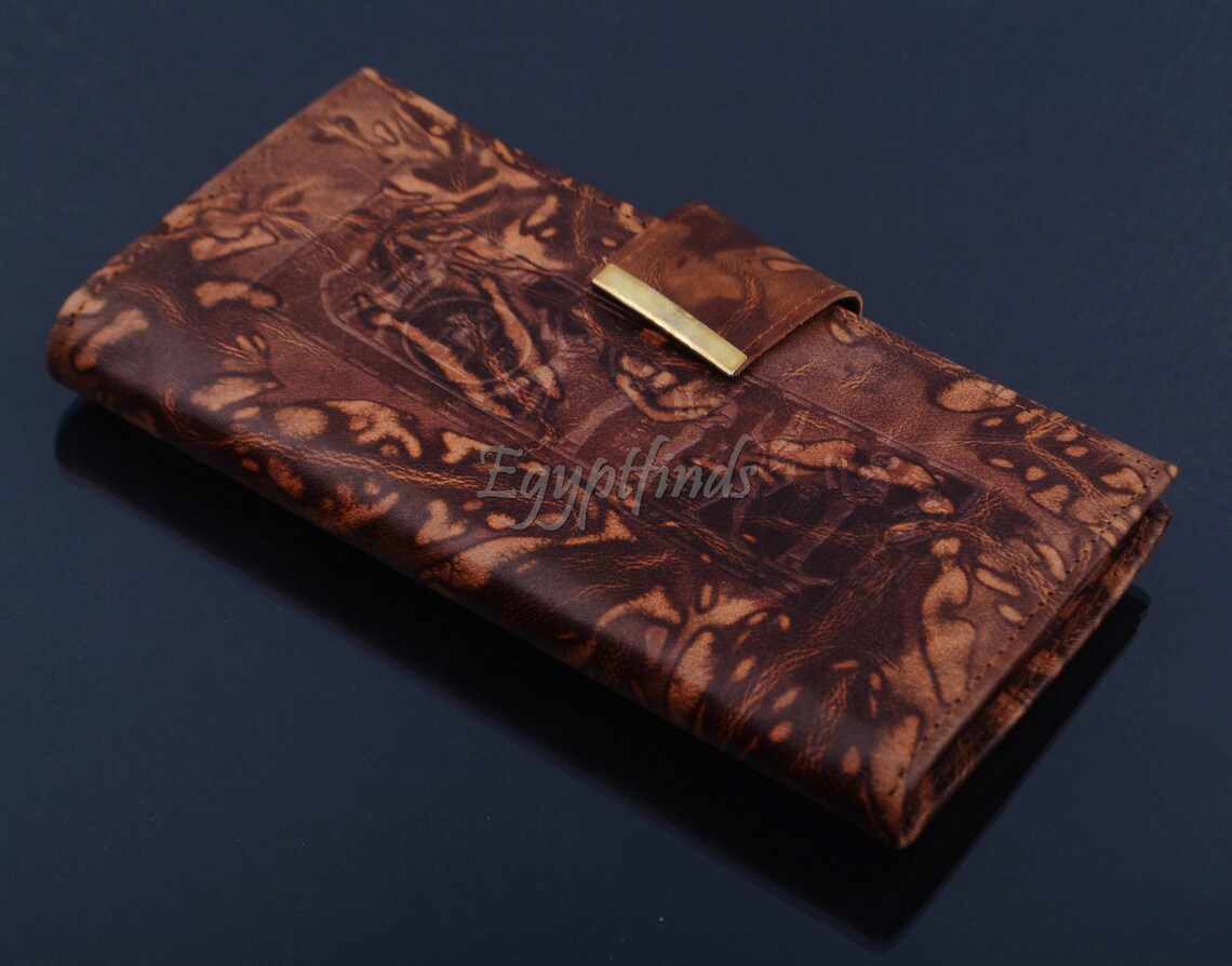 Egyptian Hand Made Genuine Leather Golden Nefertiti Etsy